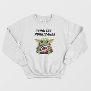 Baby Yoda Hug Carolina Hurricanes Star Wars Hockey Fan Graphic Sweatshirt